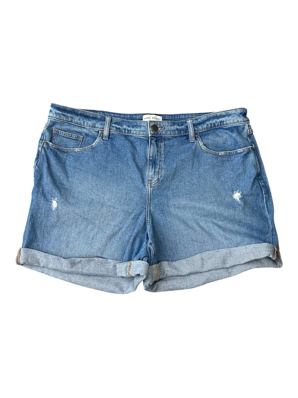 Lane Bryant Mid-Rise Boyfriend Midi Denim Shorts Women's Plus Size 20 Cuffed